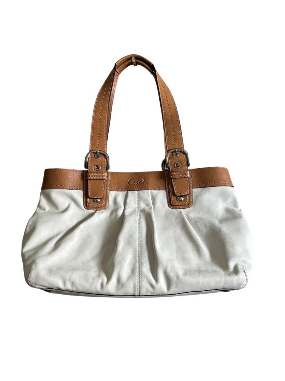 Coach Y2K Leather Tote Bag Large Shoulder Purse With Interior Zipper Pockets